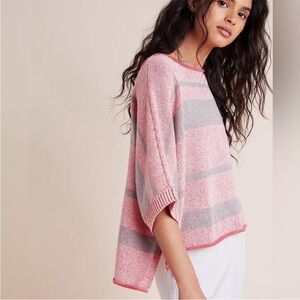 Anthropologie sweater top striped poncho dolman knit raglan